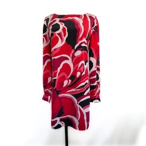 Trink Turk Graphic Floral Silk Red Dress Size 0